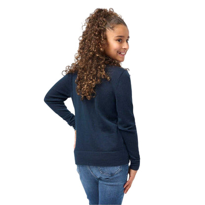 Navy - Back - Biba Girls Logo Merino Wool Jumper