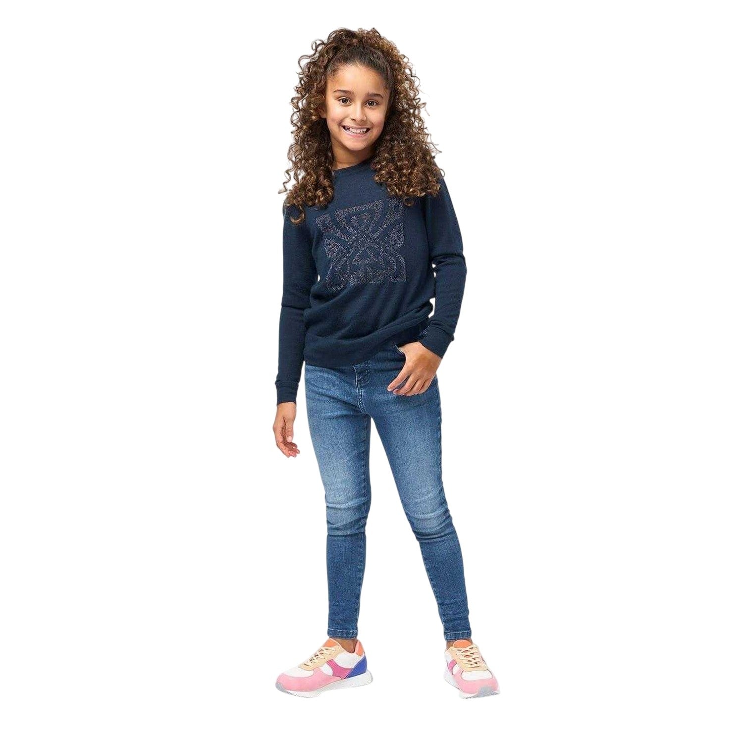Navy - Lifestyle - Biba Girls Logo Merino Wool Jumper