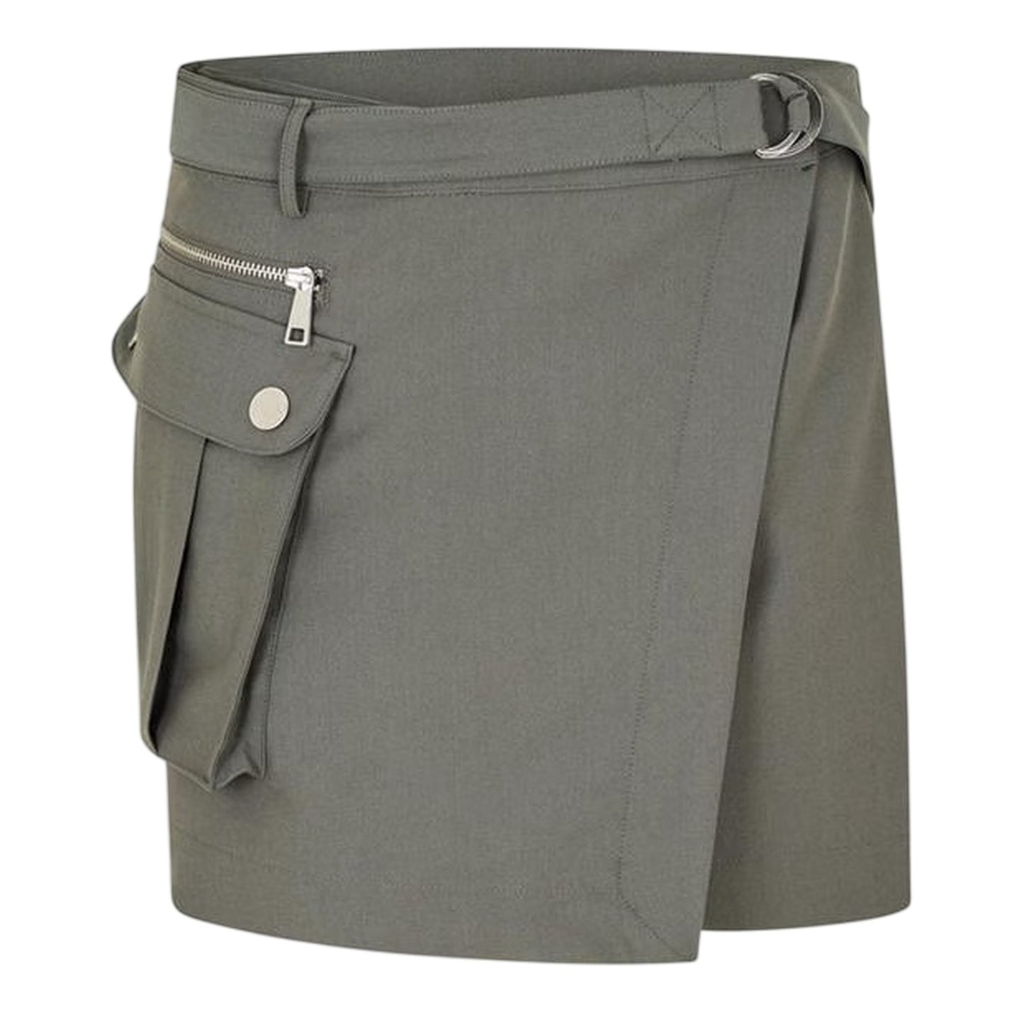 Shark Grey - Front - Jack Wills Womens-Ladies Wrap High Waist Cargo Skirt