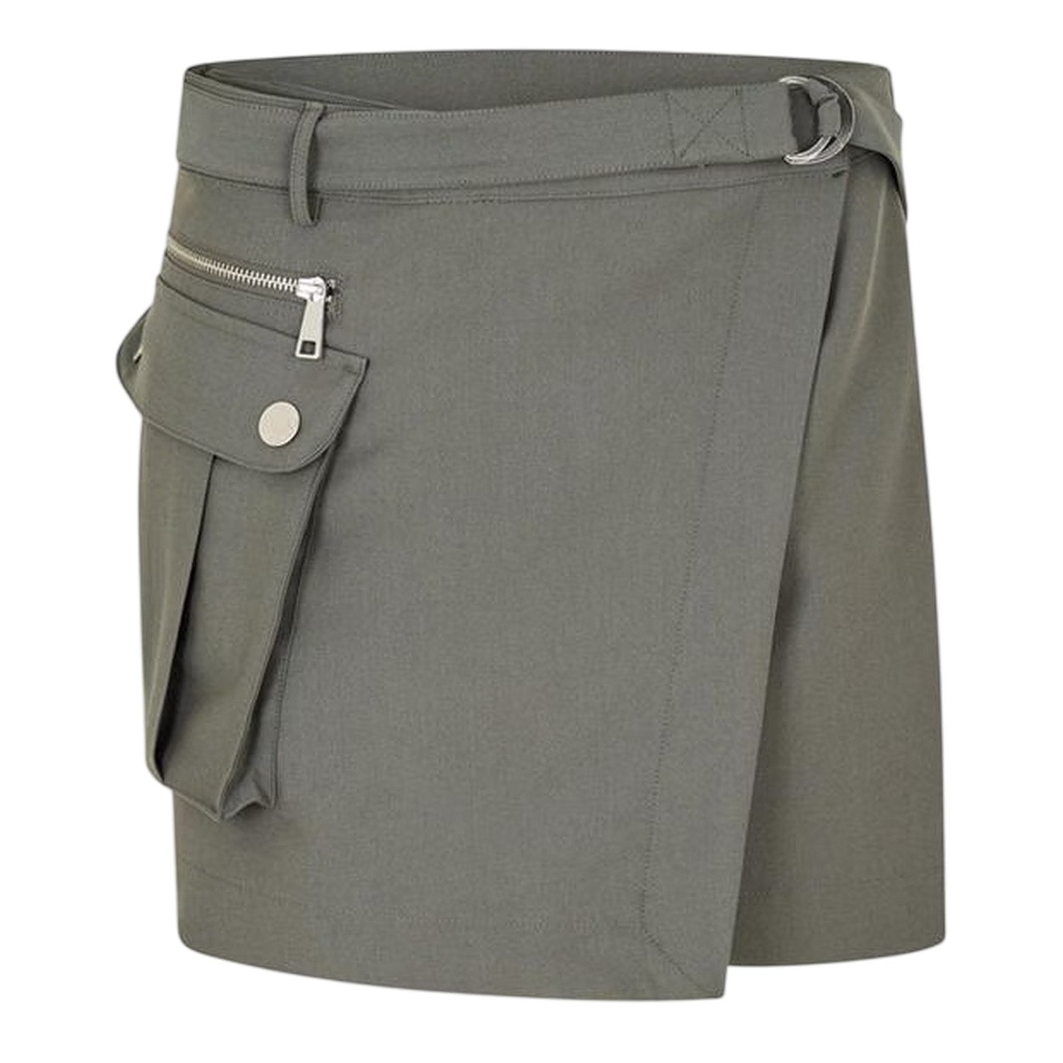 Shark Grey - Front - Jack Wills Womens-Ladies Wrap High Waist Cargo Skirt