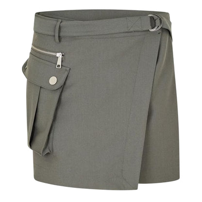 Shark Grey - Front - Jack Wills Womens-Ladies Wrap High Waist Cargo Skirt