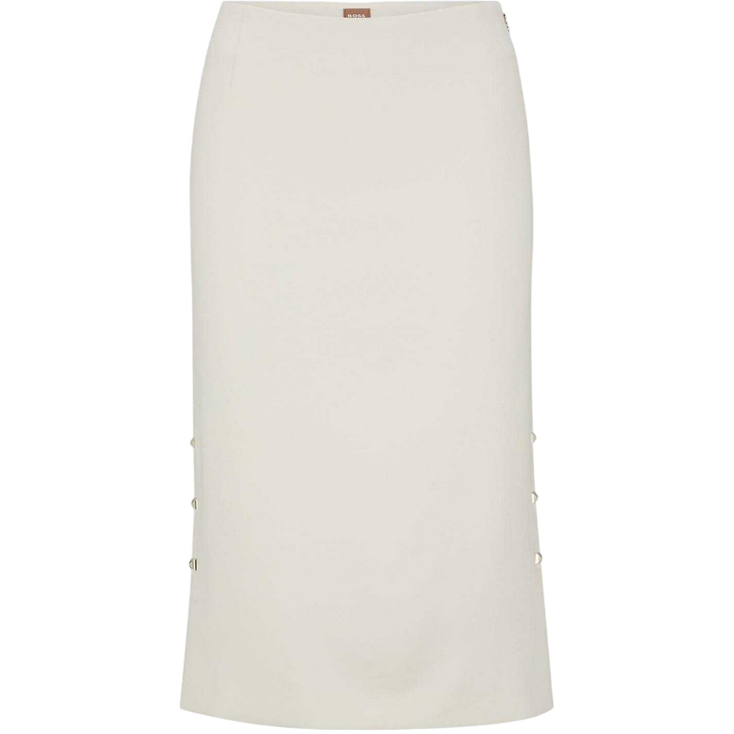 White - Front - Boss Womens-Ladies Vevoka Studded Midi Skirt