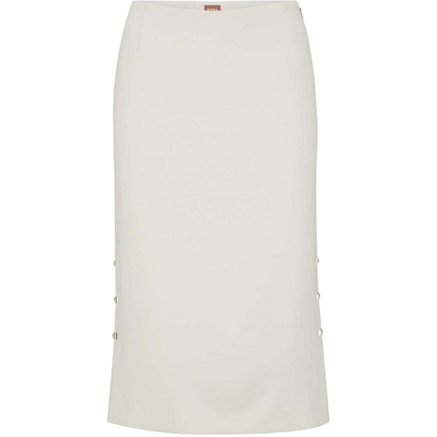 White - Front - Boss Womens-Ladies Vevoka Studded Midi Skirt