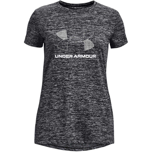 Black - Front - Under Armour Girls Tech Crew Neck Regular T-Shirt