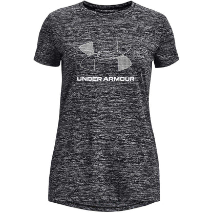 Black - Front - Under Armour Girls Tech Crew Neck Regular T-Shirt