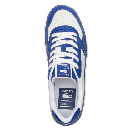Blue-White - Side - Lacoste Mens Aceclip Premium Leather Trainers