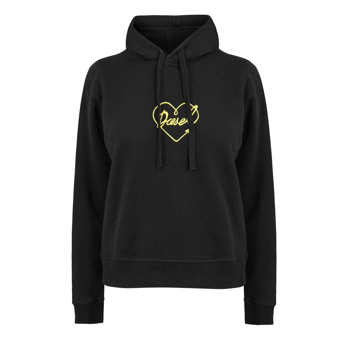 Black - Front - Diesel Womens-Ladies Heart Regular Long-Sleeved Hoodie