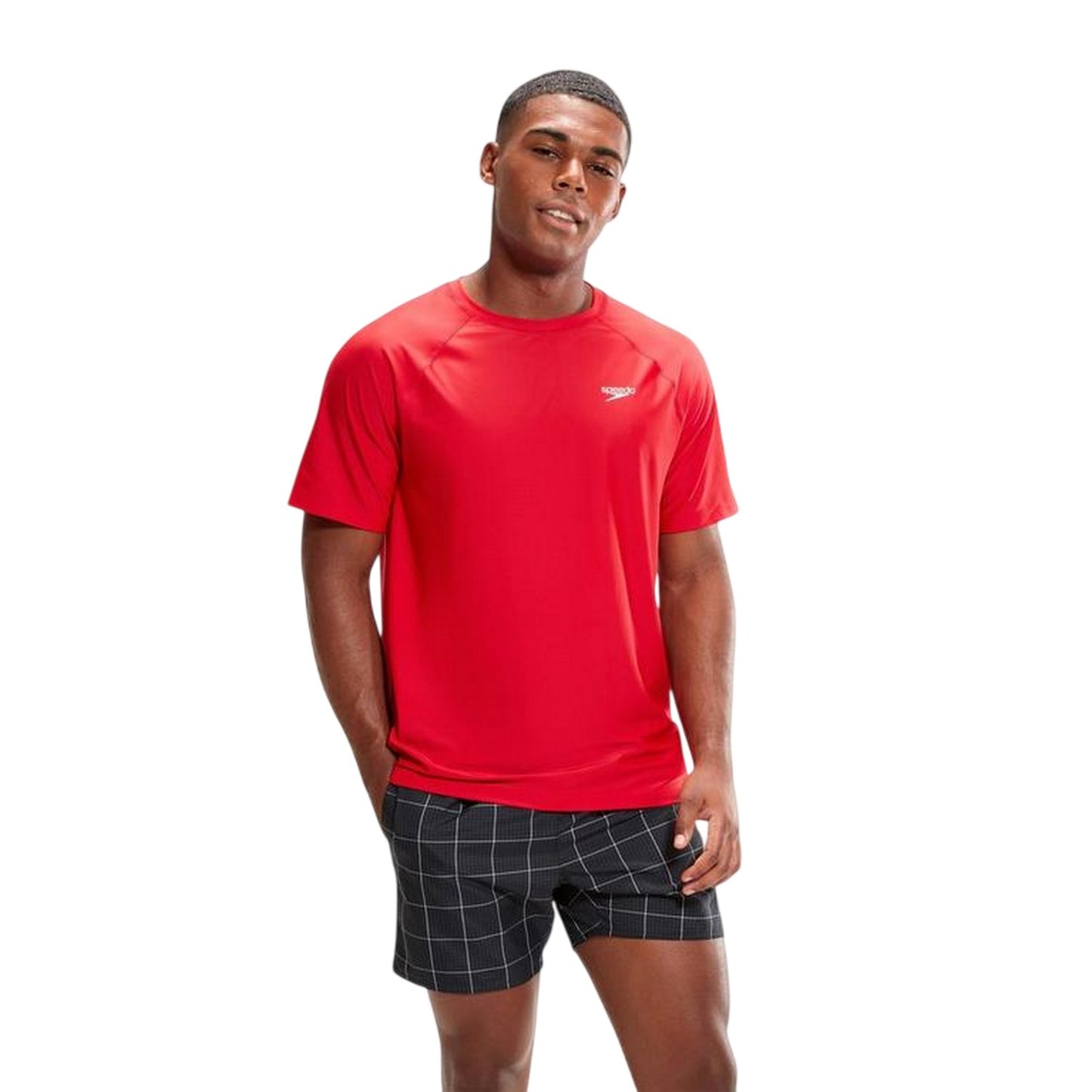 Red - Side - Speedo Mens Crew Neck Regular T-Shirt