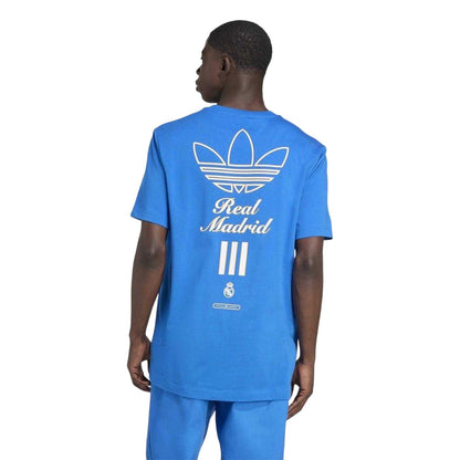 Blue - Back - Adidas Mens Icons Real Madrid CF Cotton T-Shirt