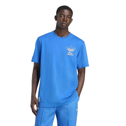 Blue - Side - Adidas Mens Icons Real Madrid CF Cotton T-Shirt