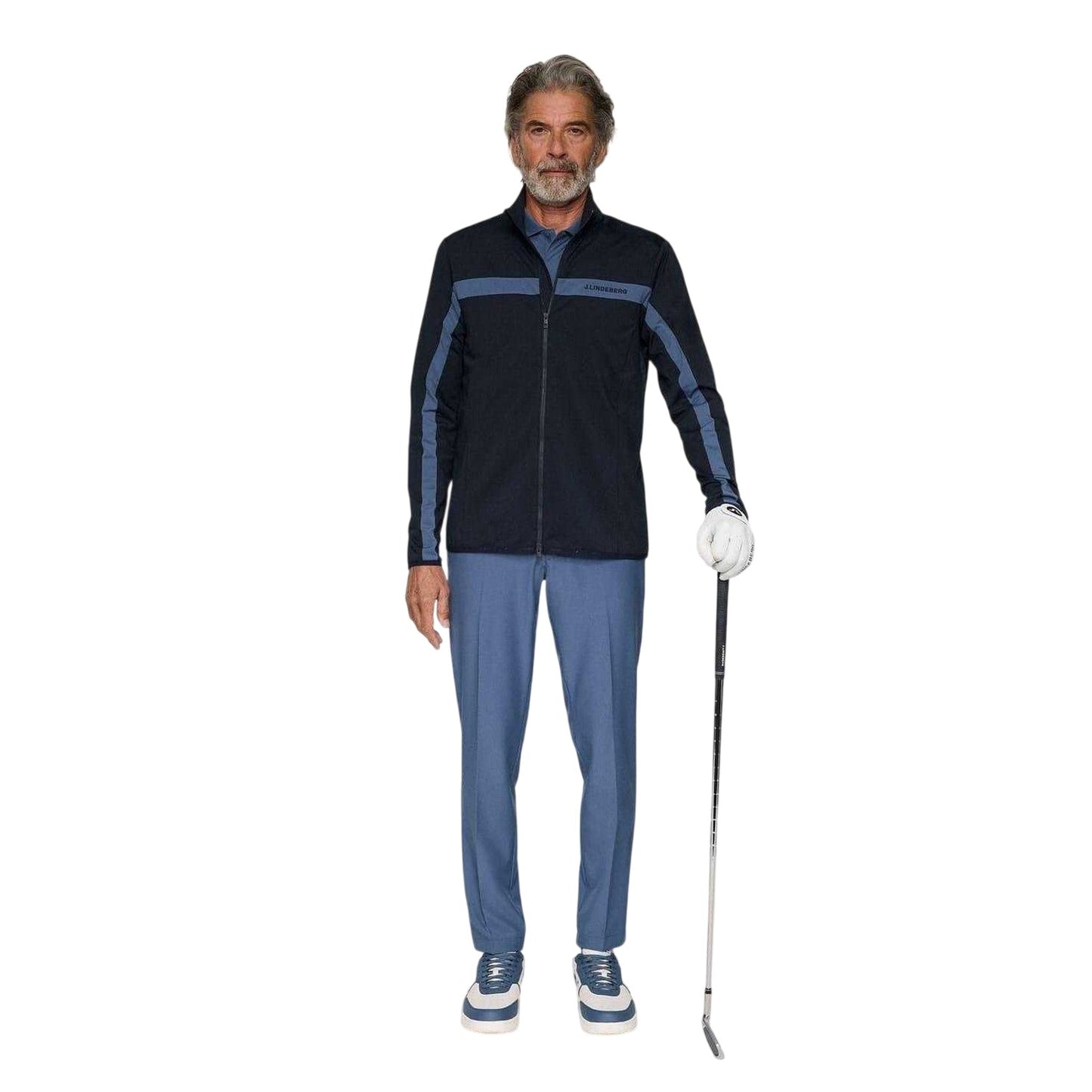 Navy - Side - J.Lindeberg Mens Jarvis Logo Track Jacket