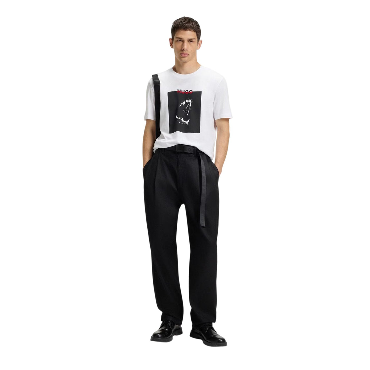 White - Side - Hugo Mens Doberman T-Shirt