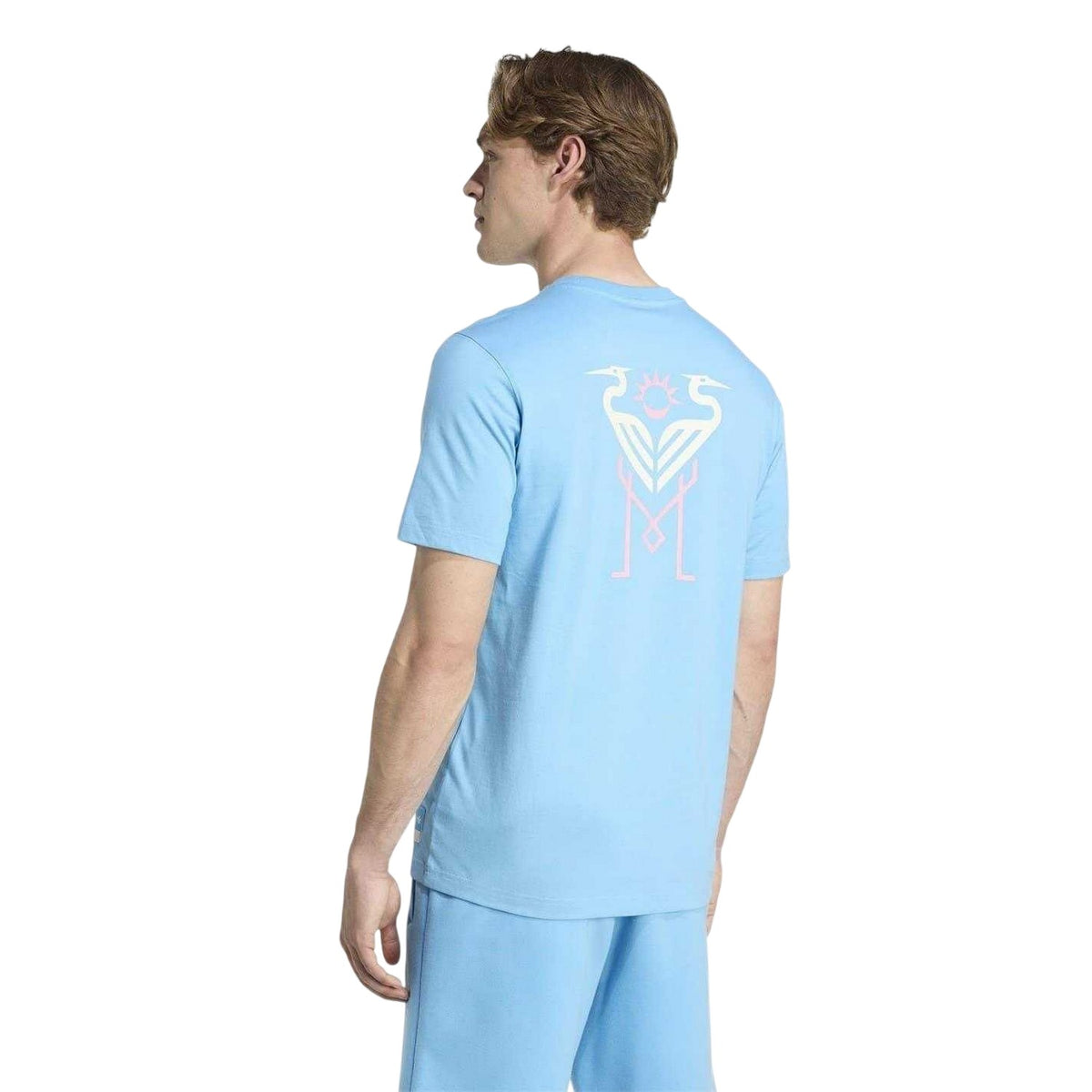 Blue-White - Back - Adidas Mens Inter Miami CF Cotton T-Shirt