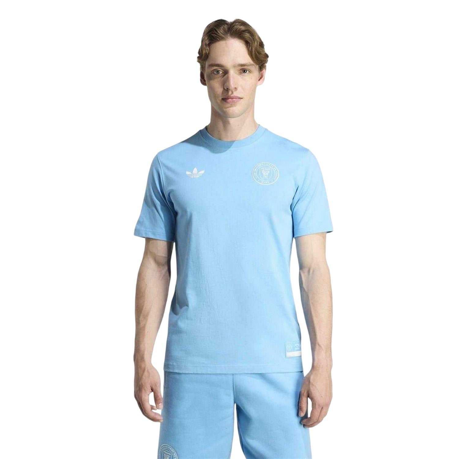 Blue-White - Front - Adidas Mens Inter Miami CF Cotton T-Shirt