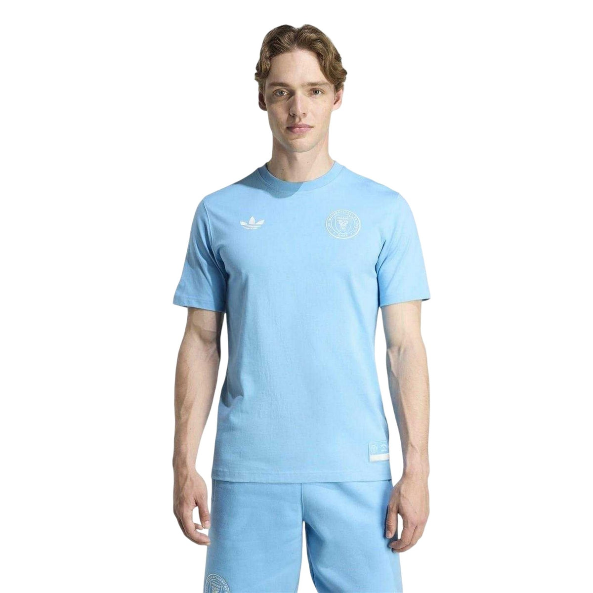 Blue-White - Front - Adidas Mens Inter Miami CF Cotton T-Shirt