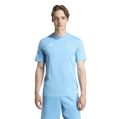Blue-White - Front - Adidas Mens Inter Miami CF Cotton T-Shirt