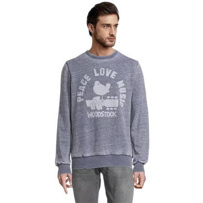 Grey - Front - Woodstock Mens Peace - Love - Music Crew Neck Regular Sweatshirt