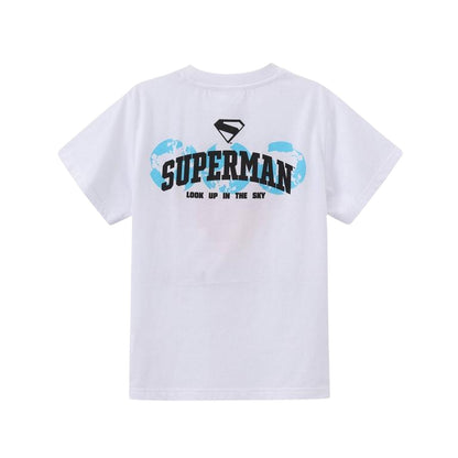 White-Red - Back - Superman Childrens-Kids Logo T-Shirt