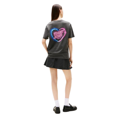 Black - Back - Tommy Jeans Womens-Ladies Neon Heart Regular T-Shirt