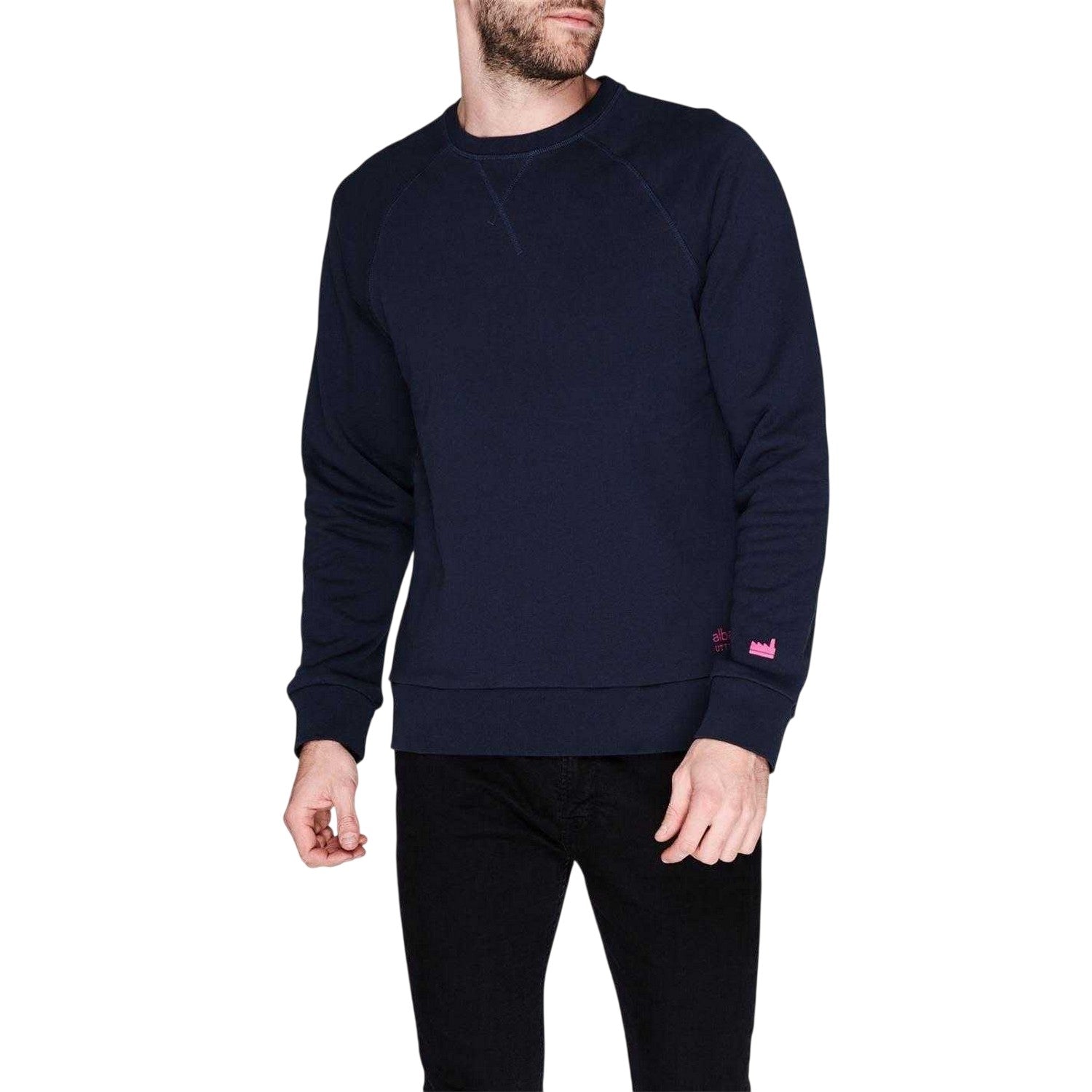 Navy - Side - Albam Utility Mens Raglan Sweatshirt