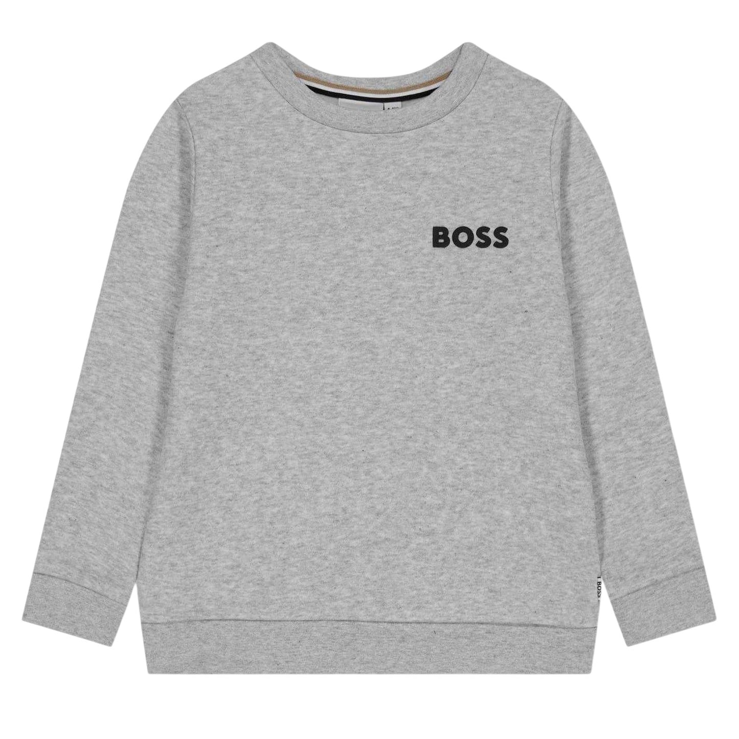 Grey - Front - Boss Boys Logo Long-Sleeved Sweatshirt