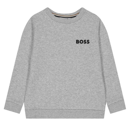 Grey - Front - Boss Boys Logo Long-Sleeved Sweatshirt