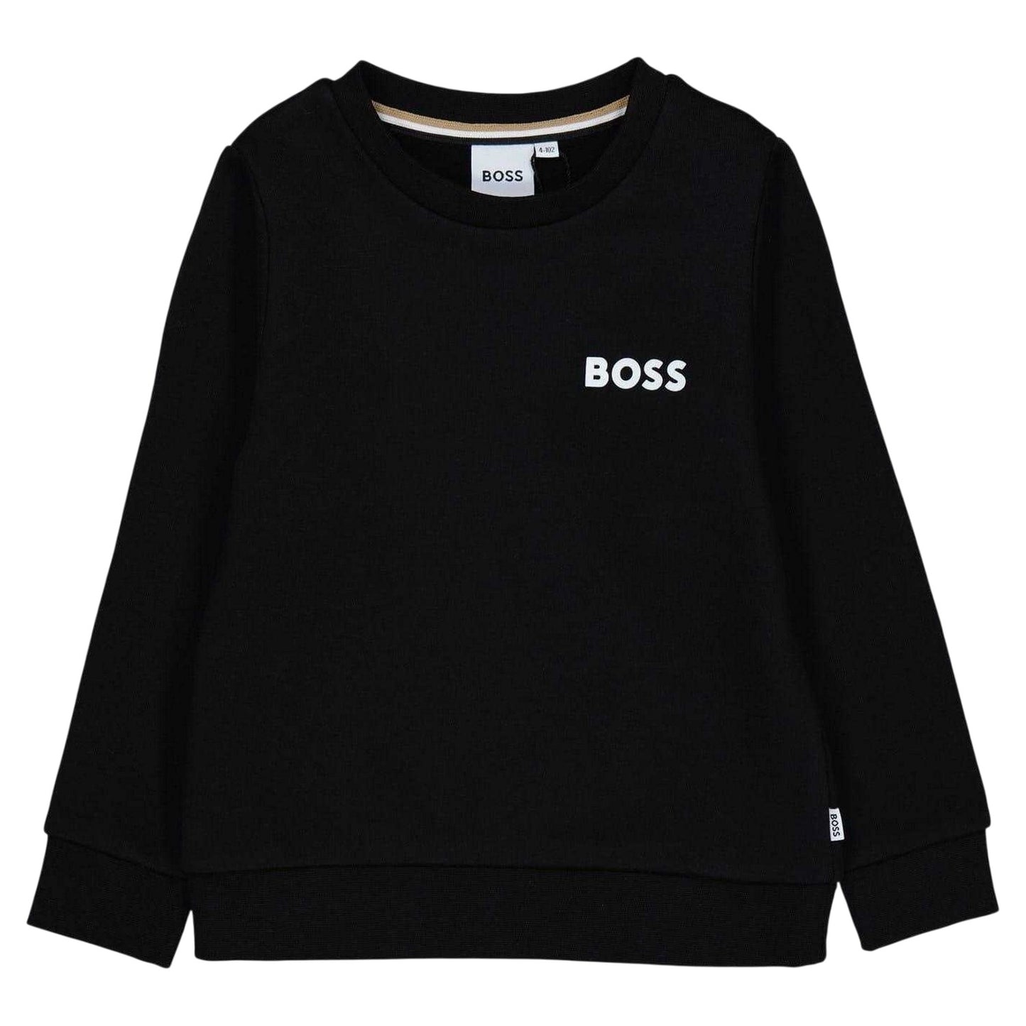 Black - Front - Boss Boys Logo Long-Sleeved Sweatshirt