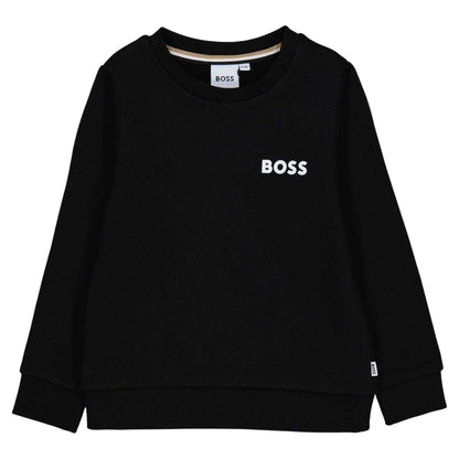 Black - Front - Boss Boys Logo Long-Sleeved Sweatshirt