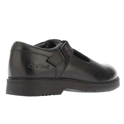 Black - Back - Kickers Womens-Ladies Finley Leather T-Bar Shoes
