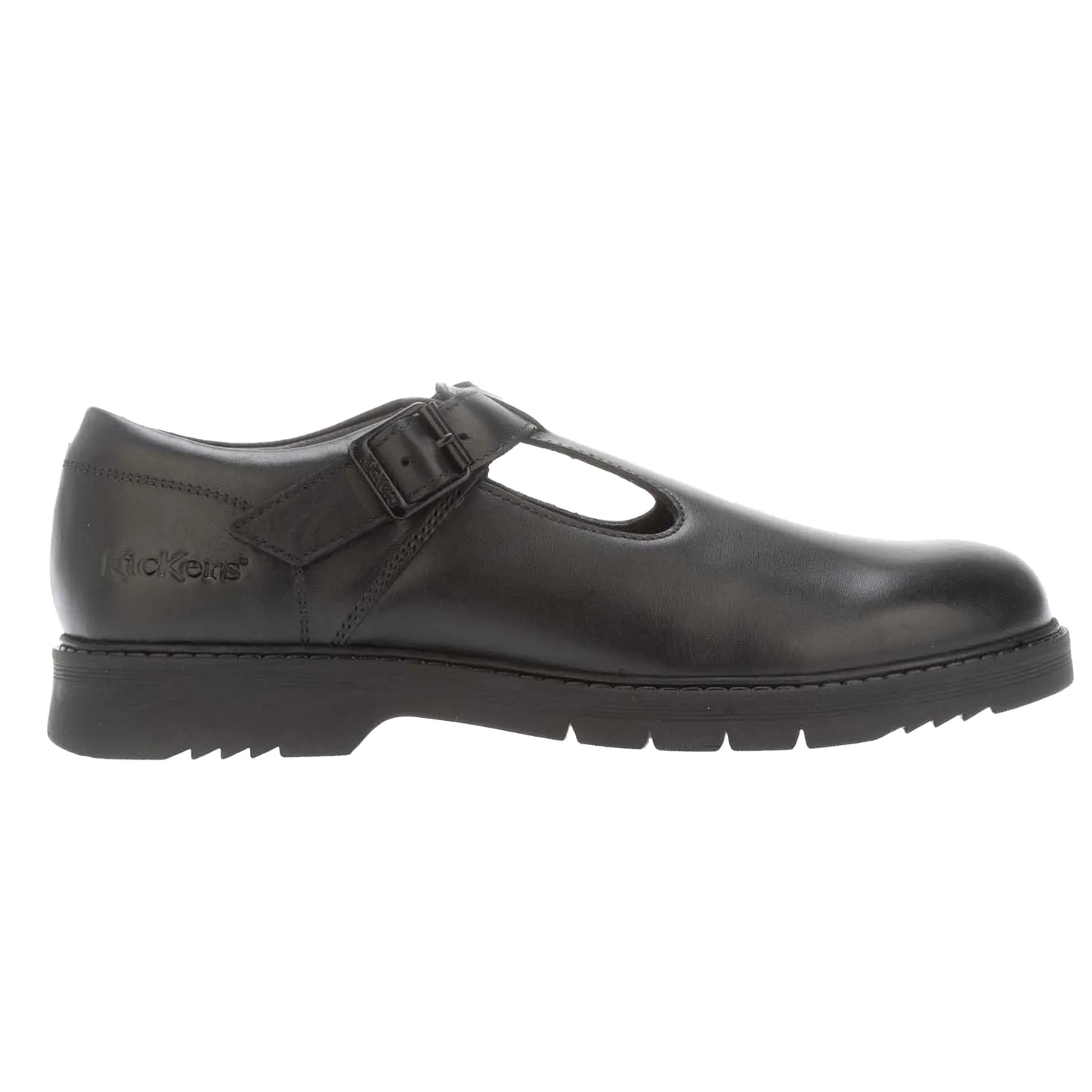 Black - Side - Kickers Womens-Ladies Finley Leather T-Bar Shoes