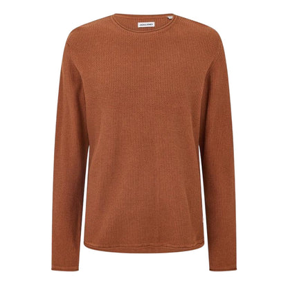 Mocha Bisque - Front - Jack And Jones Mens Knitted Crew Neck Regular Sweatshirt