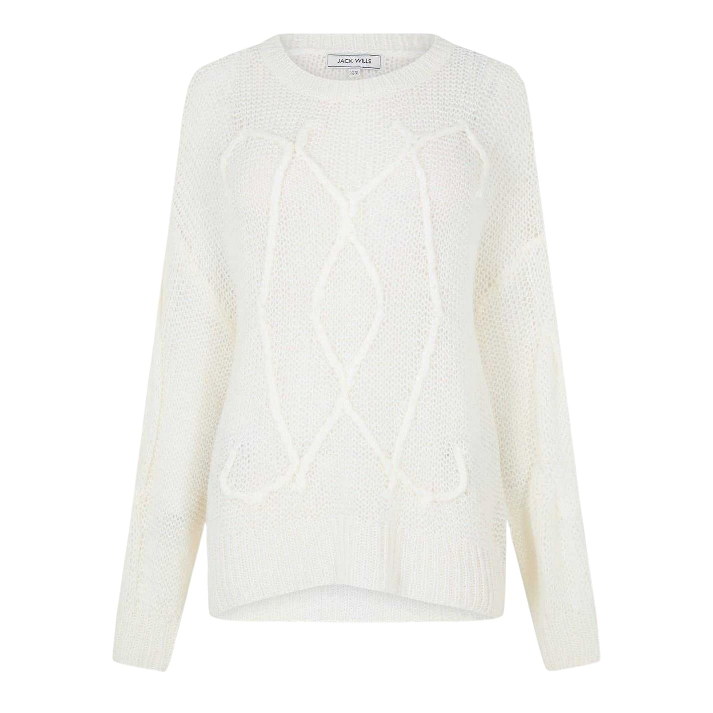 Cream - Front - Jack Wills Womens-Ladies Cable Knit Regular Jumper
