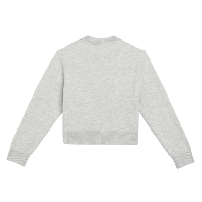 Light Grey Heather - Back - Tommy Hilfiger Childrens-Kids Varsity Intarsia Logo Sweater Top