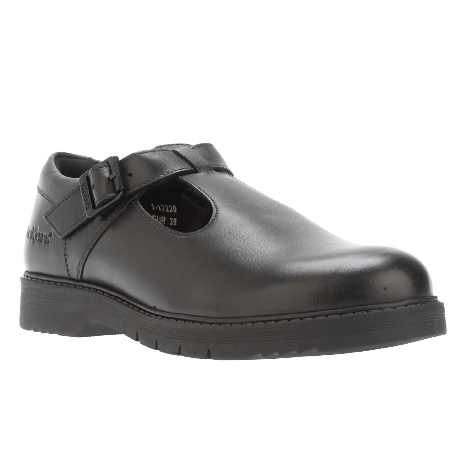 Black - Front - Kickers Womens-Ladies Finley Leather T-Bar Shoes