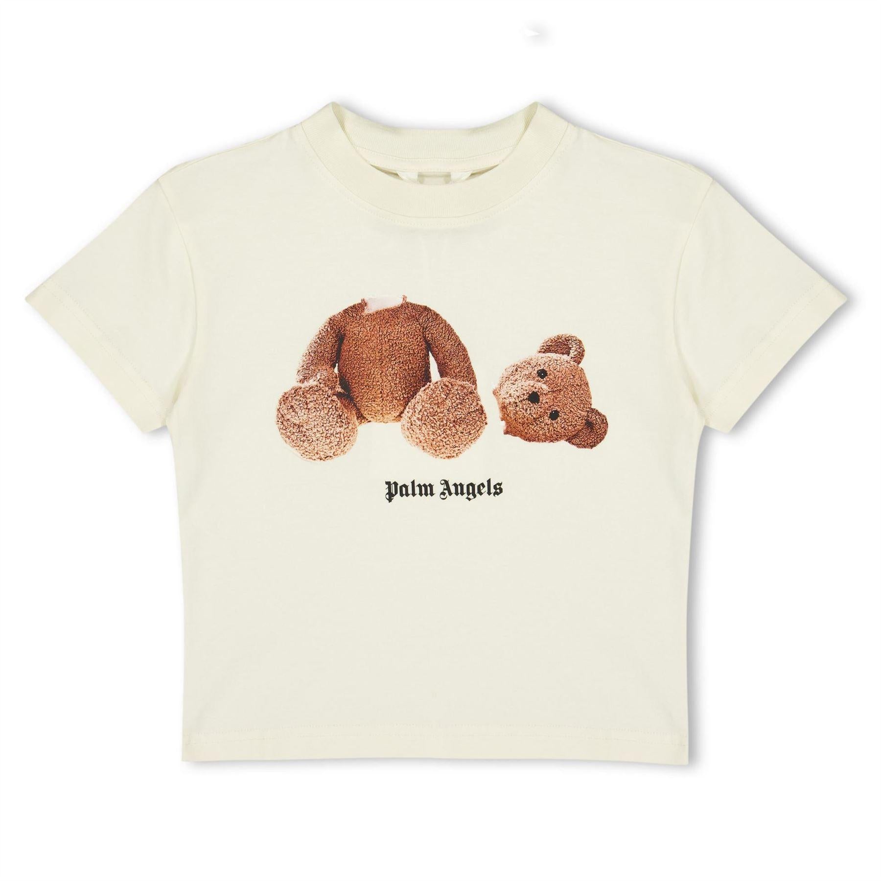 White - Front - Palm Angels Childrens-Kids Bear T-Shirt