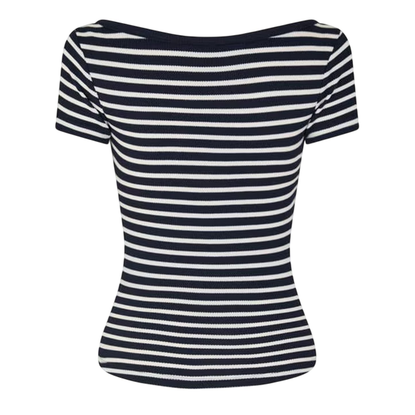 Navy-White - Back - Tommy Jeans Womens-Ladies Striped V Neck Slim T-Shirt