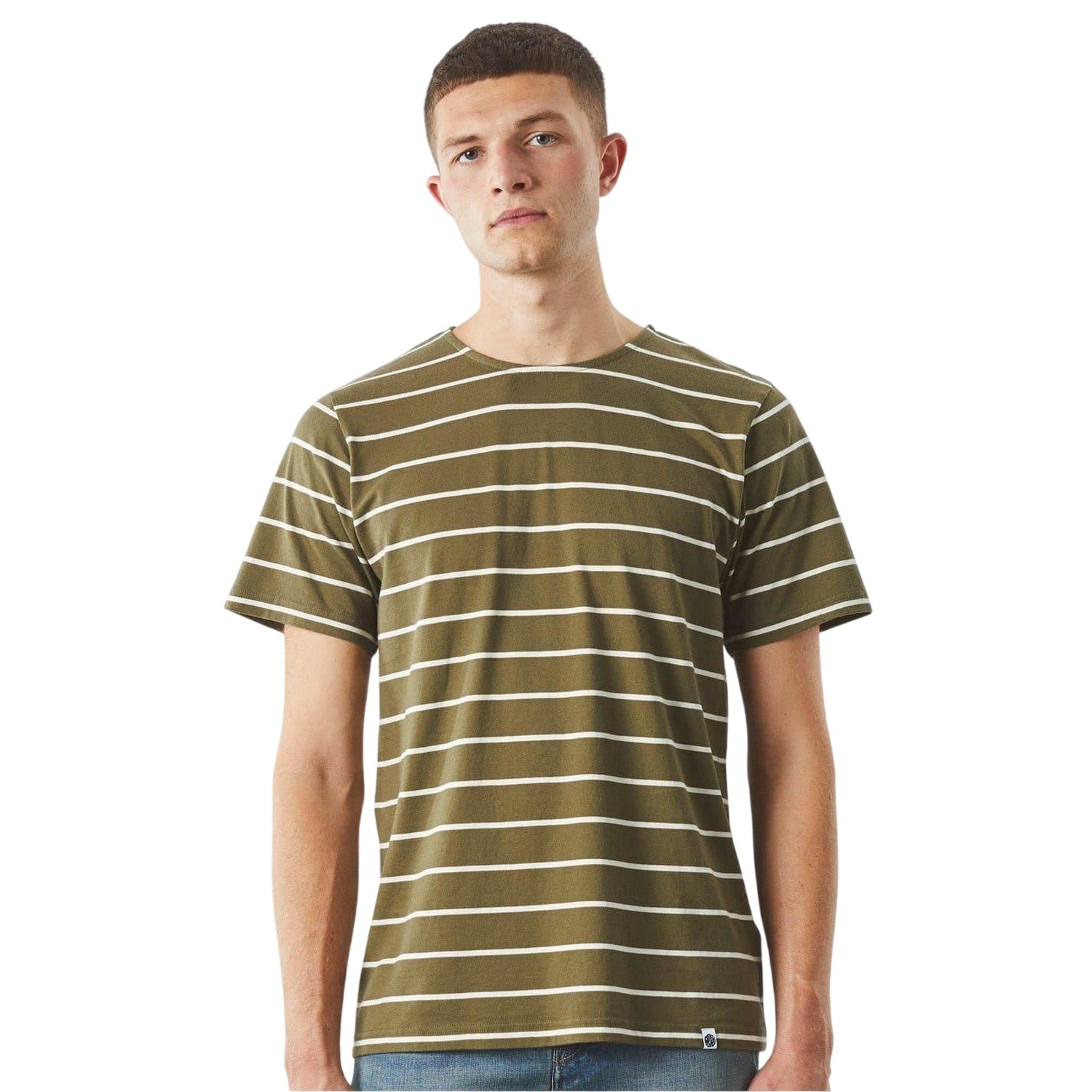 Khaki Green - Back - Pretty Green Mens Striped Regular T-Shirt