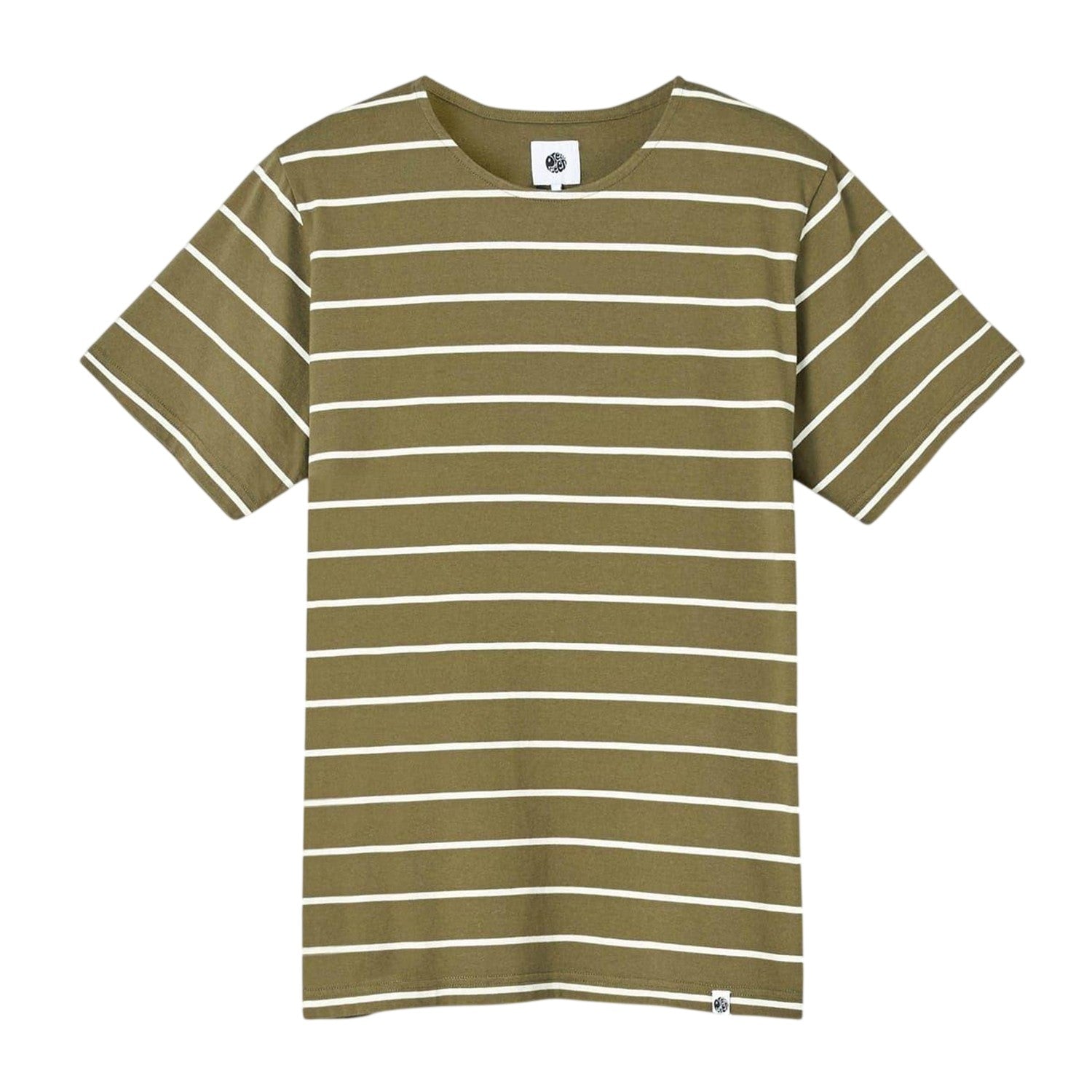 Khaki Green - Front - Pretty Green Mens Striped Regular T-Shirt