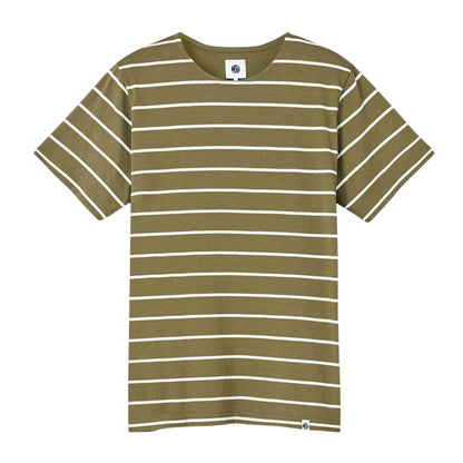 Khaki Green - Front - Pretty Green Mens Striped Regular T-Shirt