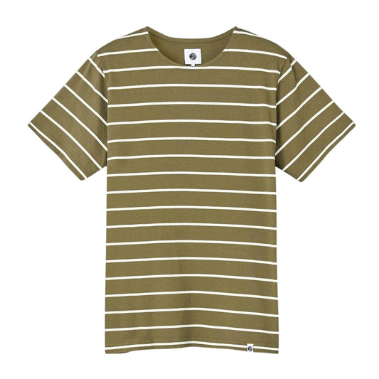 Khaki Green - Front - Pretty Green Mens Striped Regular T-Shirt