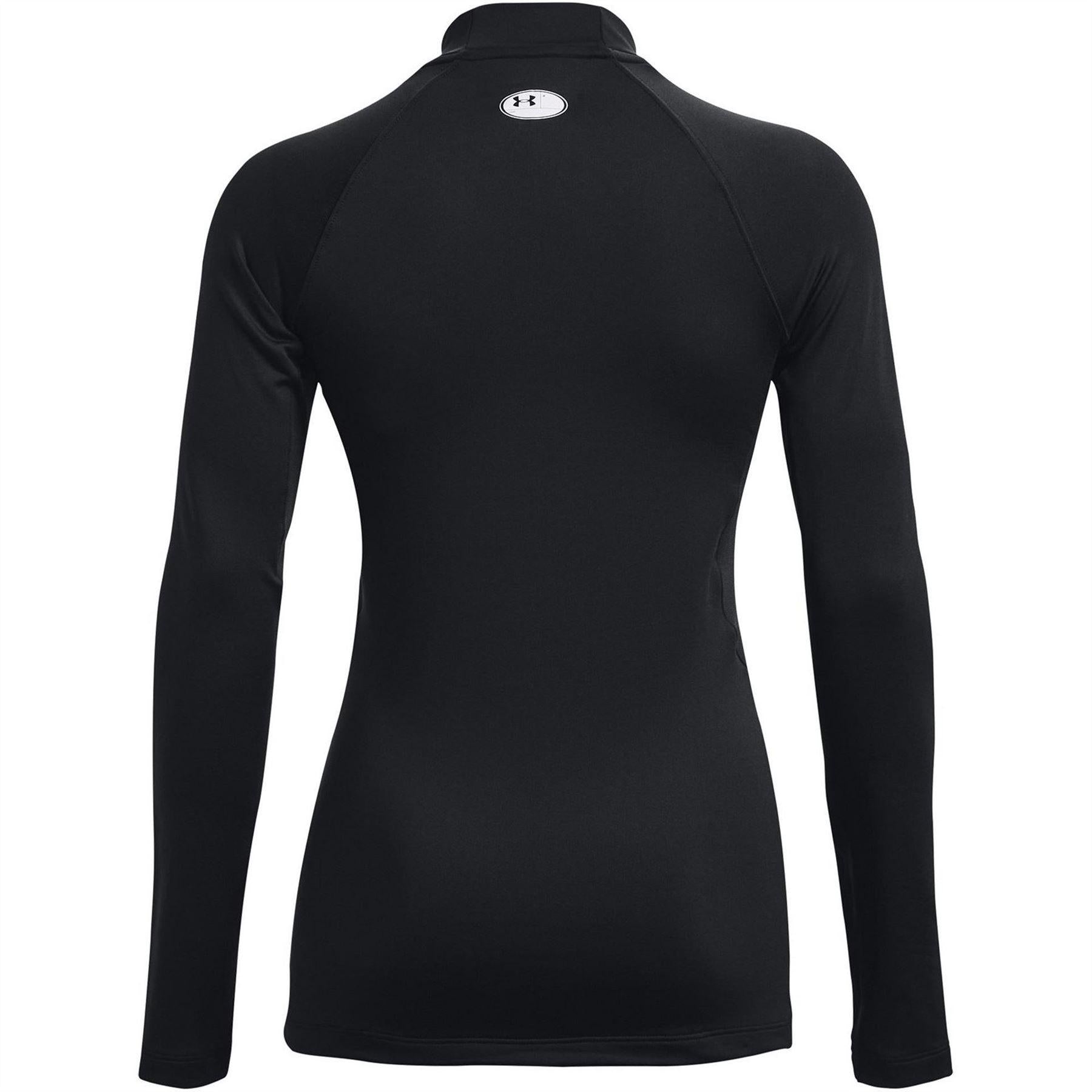 Black - Back - Under Armour Womens-Ladies Authentics Mock Neck Base Layer Top