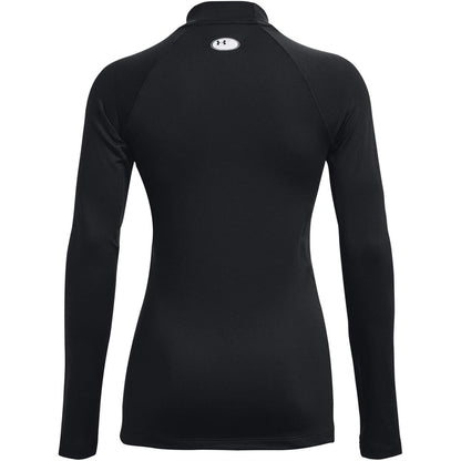 Black - Back - Under Armour Womens-Ladies Authentics Mock Neck Base Layer Top