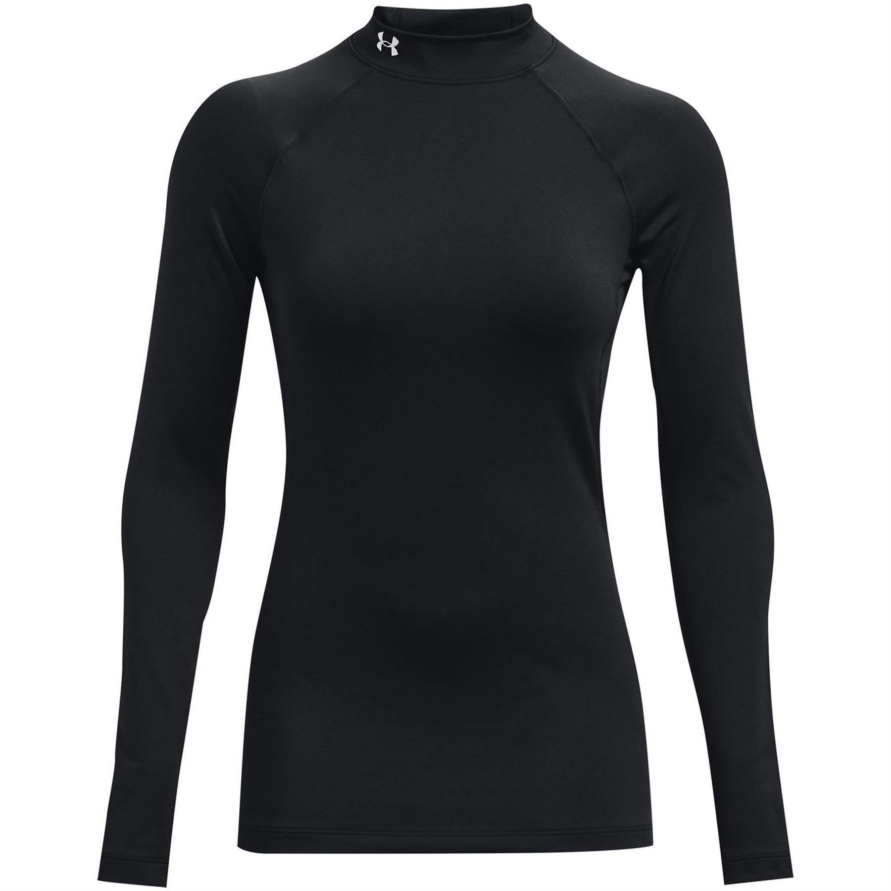 Black - Front - Under Armour Womens-Ladies Authentics Mock Neck Base Layer Top