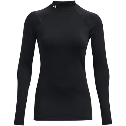 Black - Front - Under Armour Womens-Ladies Authentics Mock Neck Base Layer Top