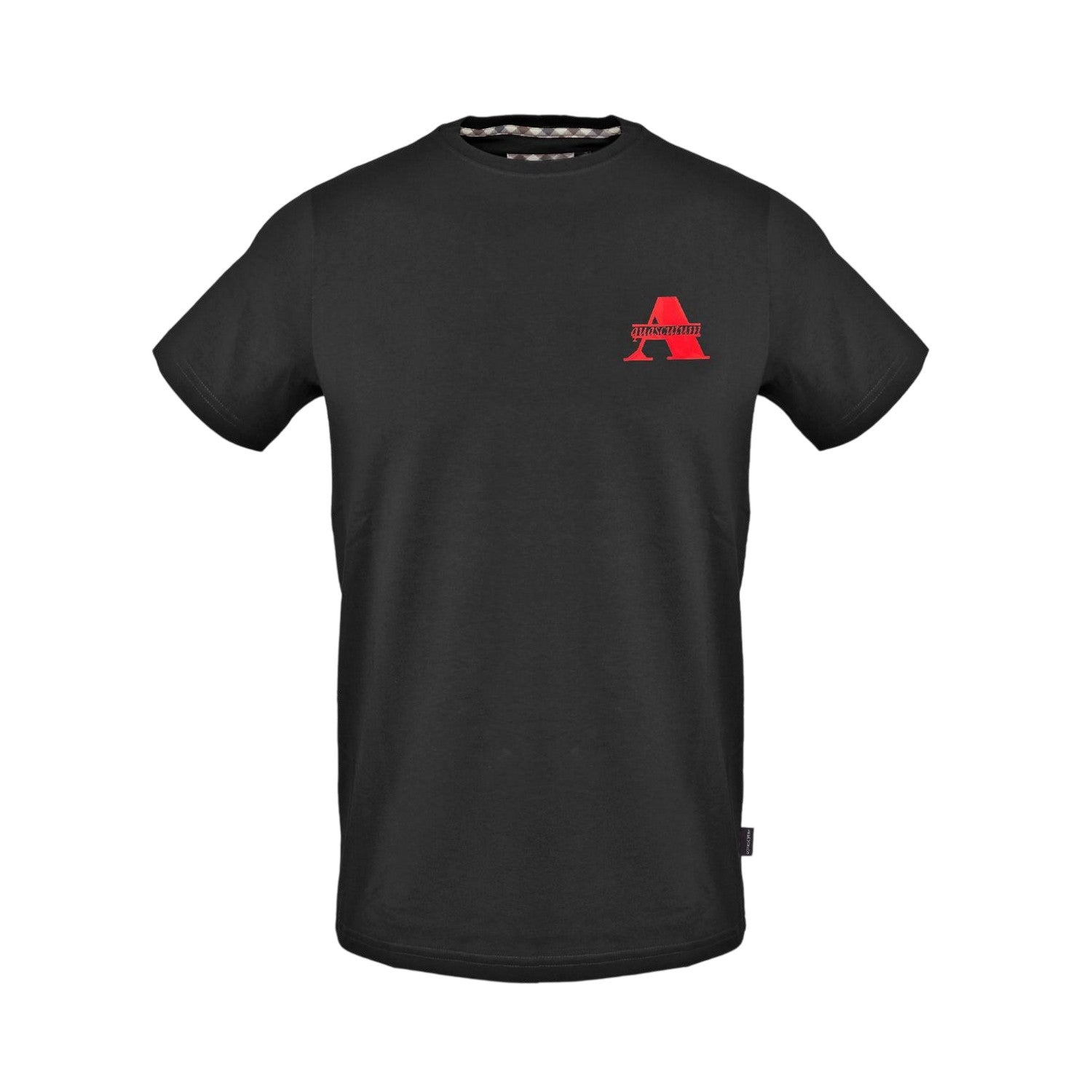 Black - Front - Aquascutum Mens Contrast Logo Crew Neck T-Shirt
