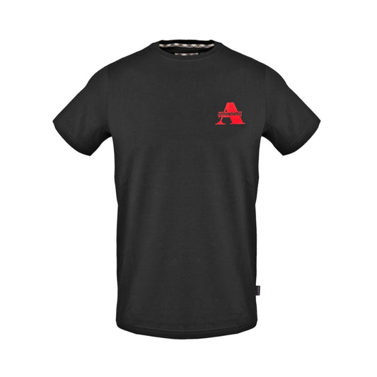 Black - Front - Aquascutum Mens Contrast Logo Crew Neck T-Shirt