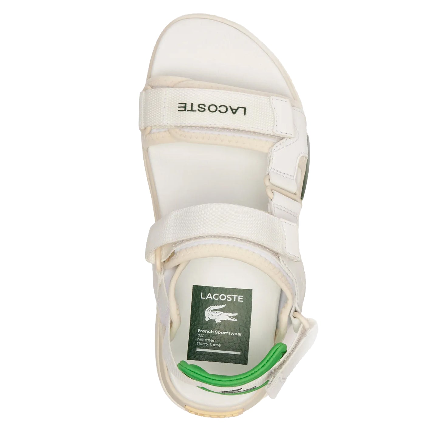 White-Green - Side - Lacoste Womens-Ladies Suruga Premium Sandals
