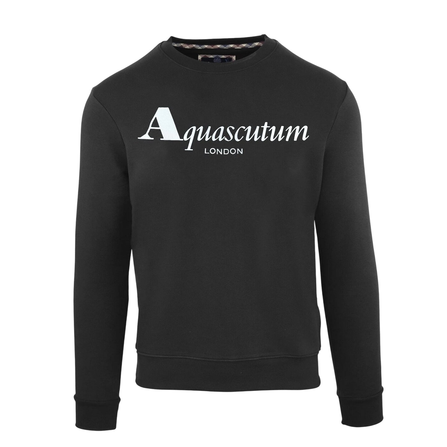 Black - Front - Aquascutum Mens Lettering Crew Neck Sweatshirt
