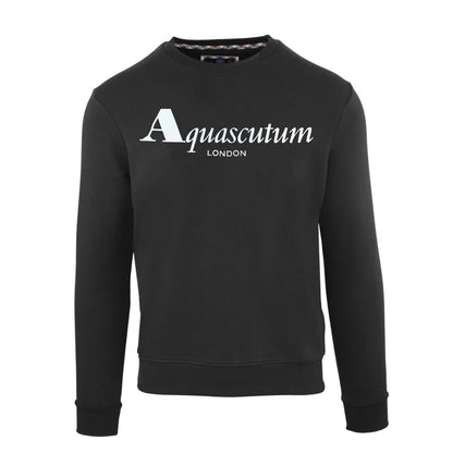 Black - Front - Aquascutum Mens Lettering Crew Neck Sweatshirt