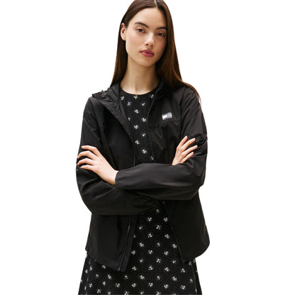 Black - Side - Tommy Jeans Womens-Ladies Logo Full Zip Hoodie